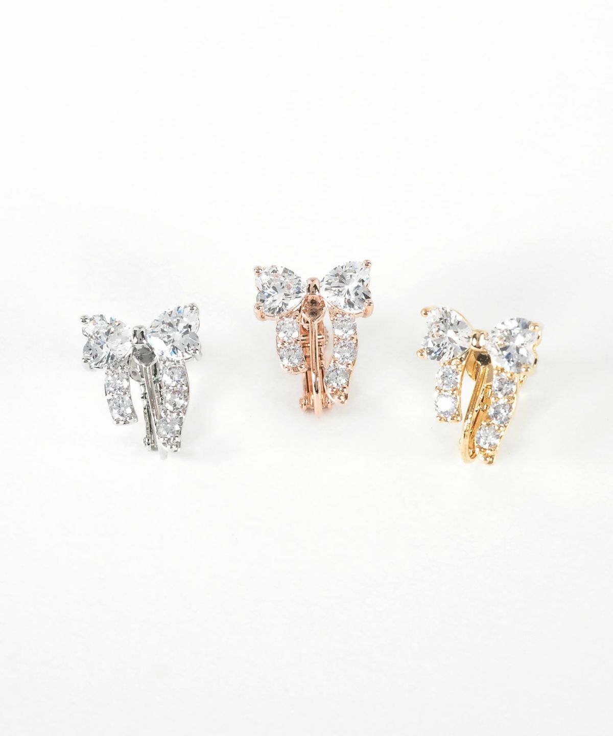 キュービックアシメリボンイヤリング【Dahlia】