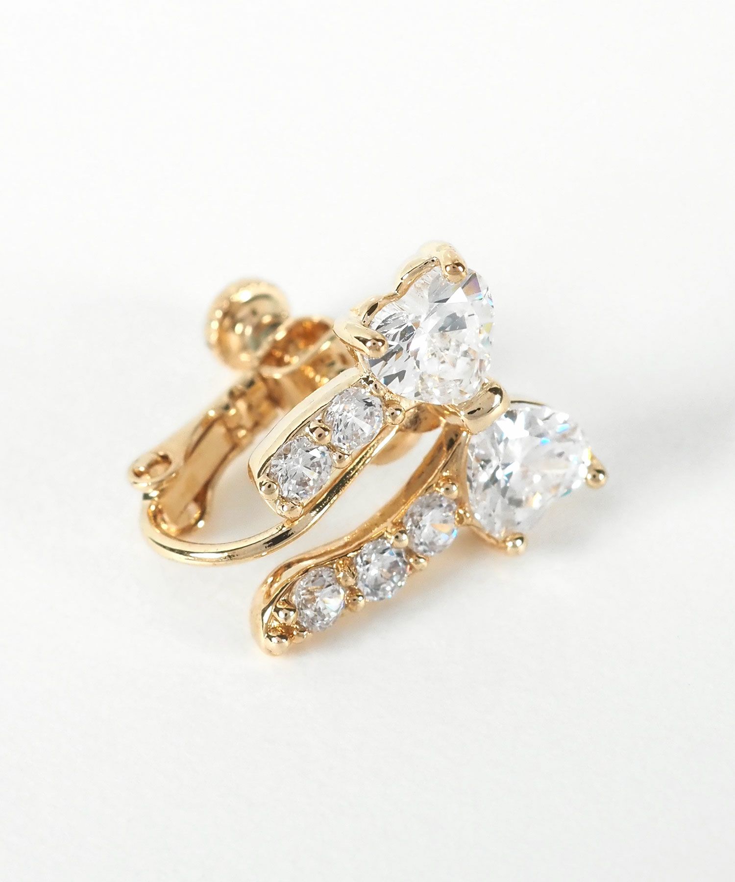 キュービックアシメリボンイヤリング【Dahlia】