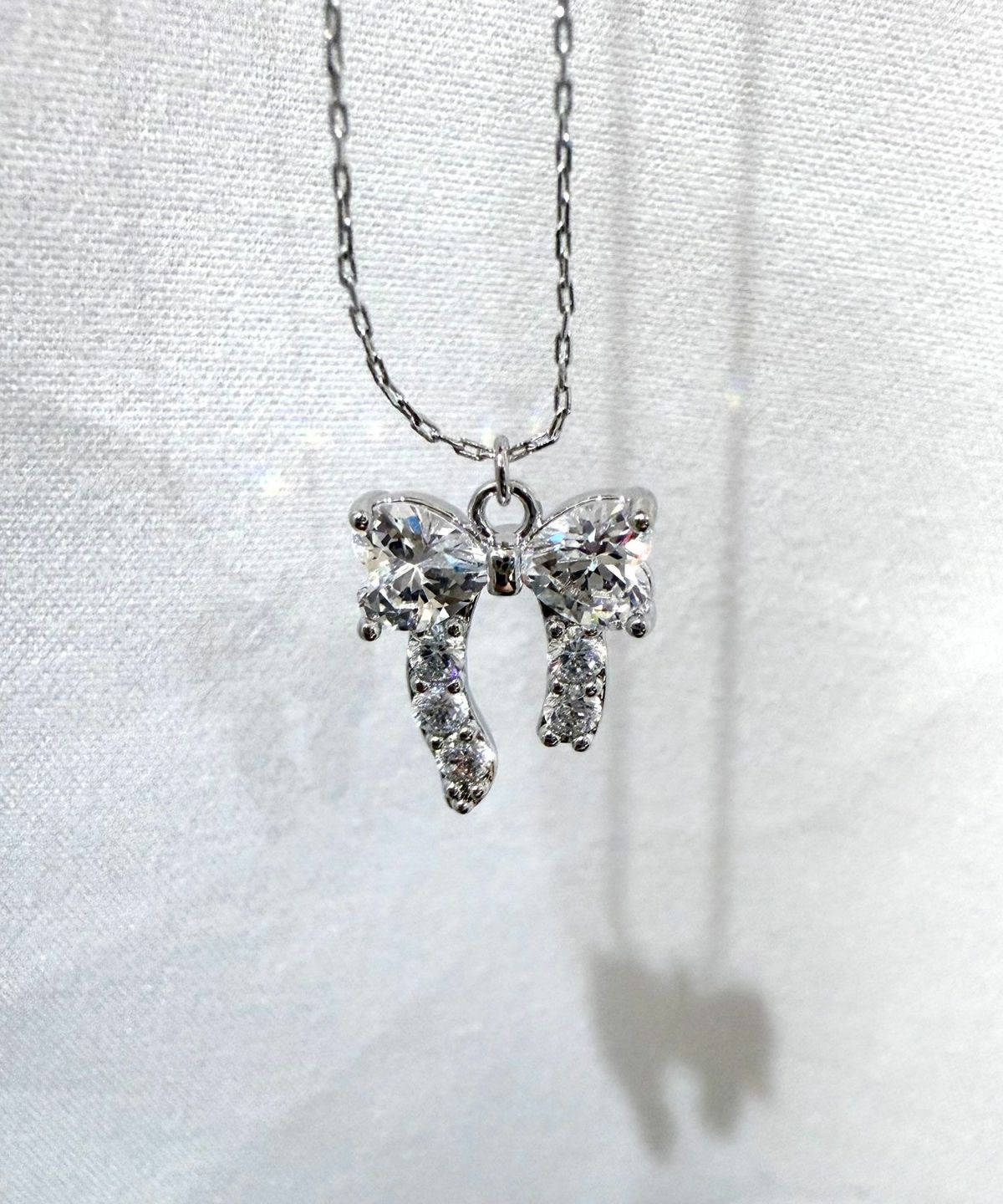 キュービックアシメリボンネックレス【Dahlia】