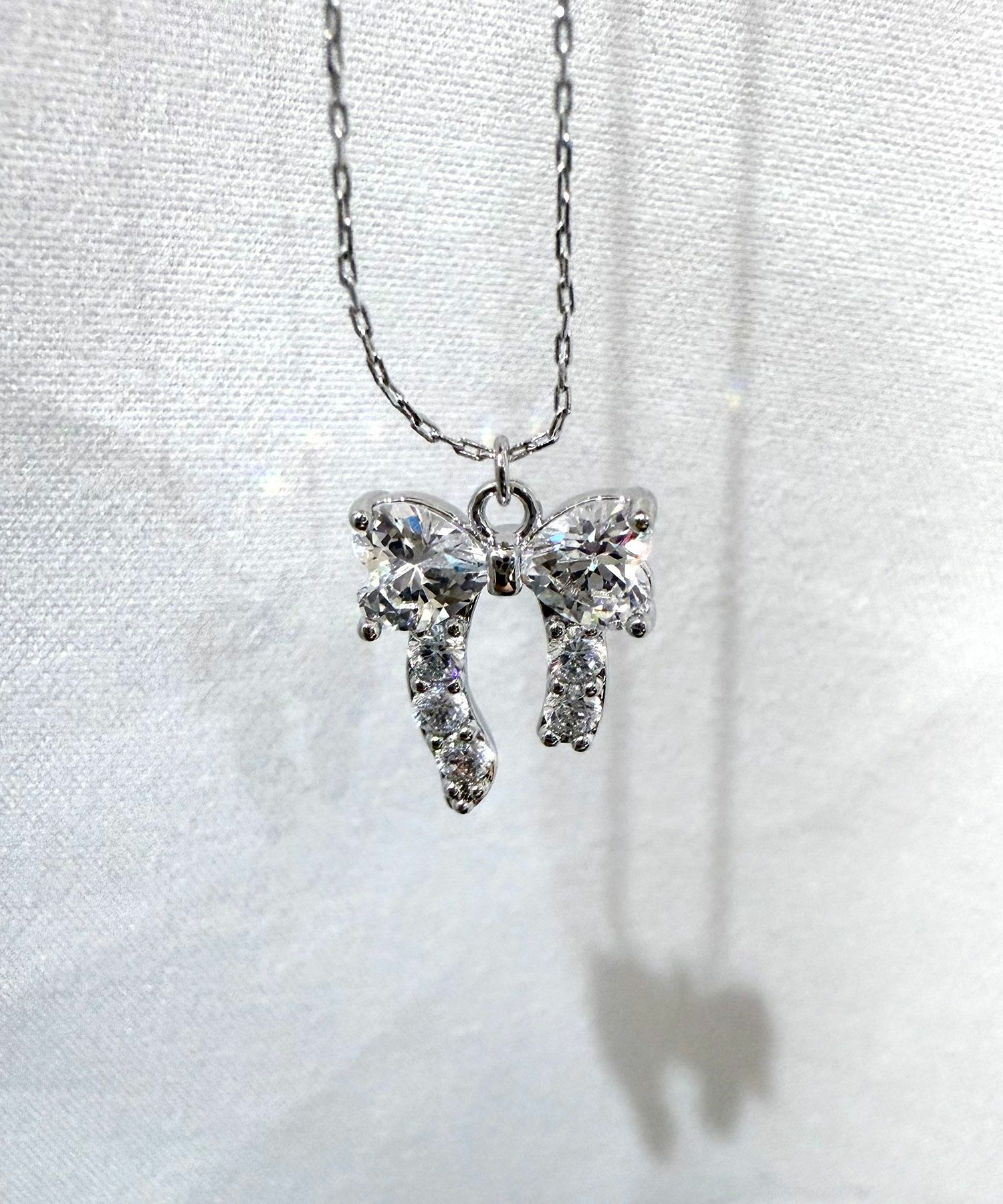 キュービックアシメリボンネックレス【Dahlia】