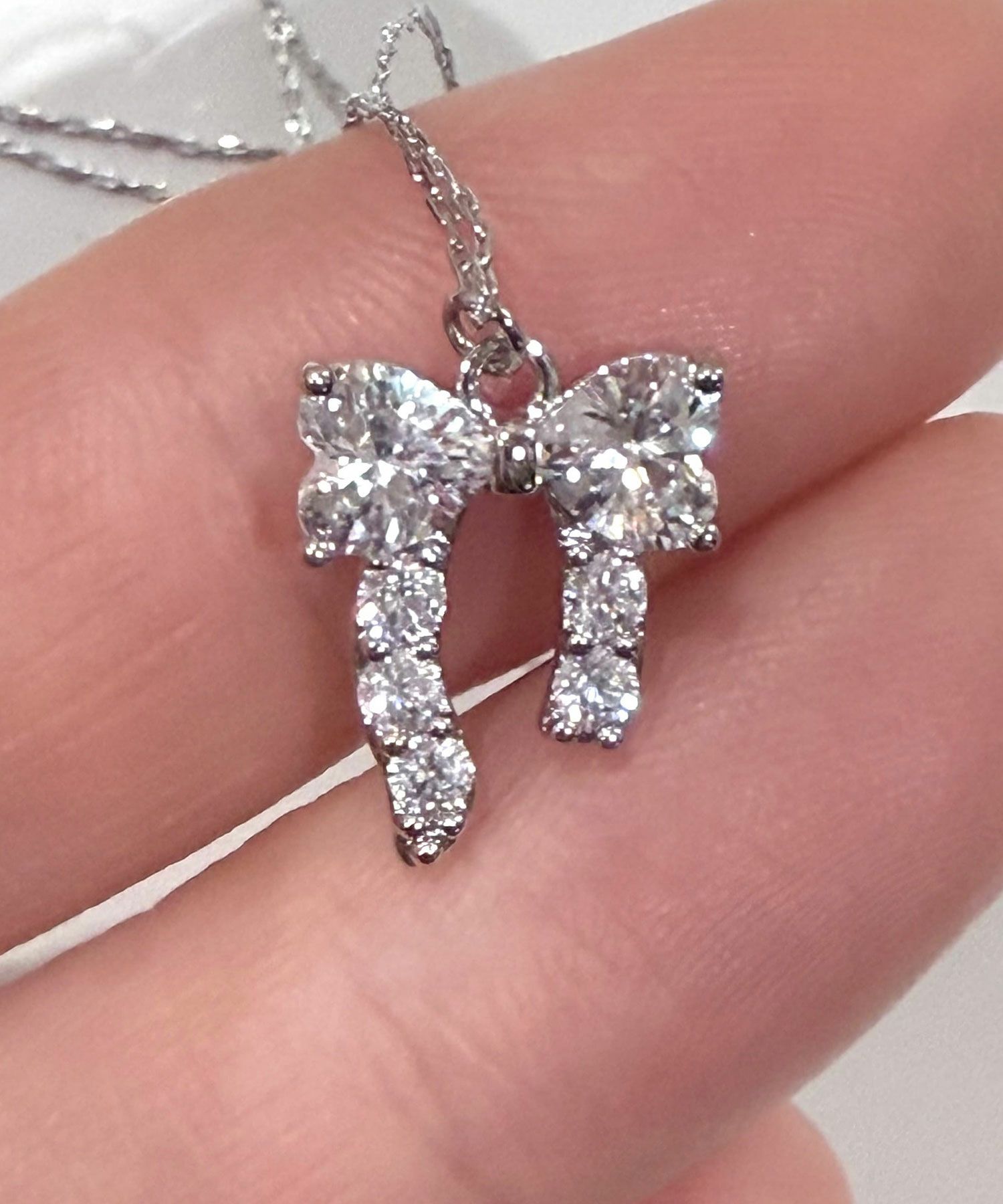 キュービックアシメリボンネックレス【Dahlia】