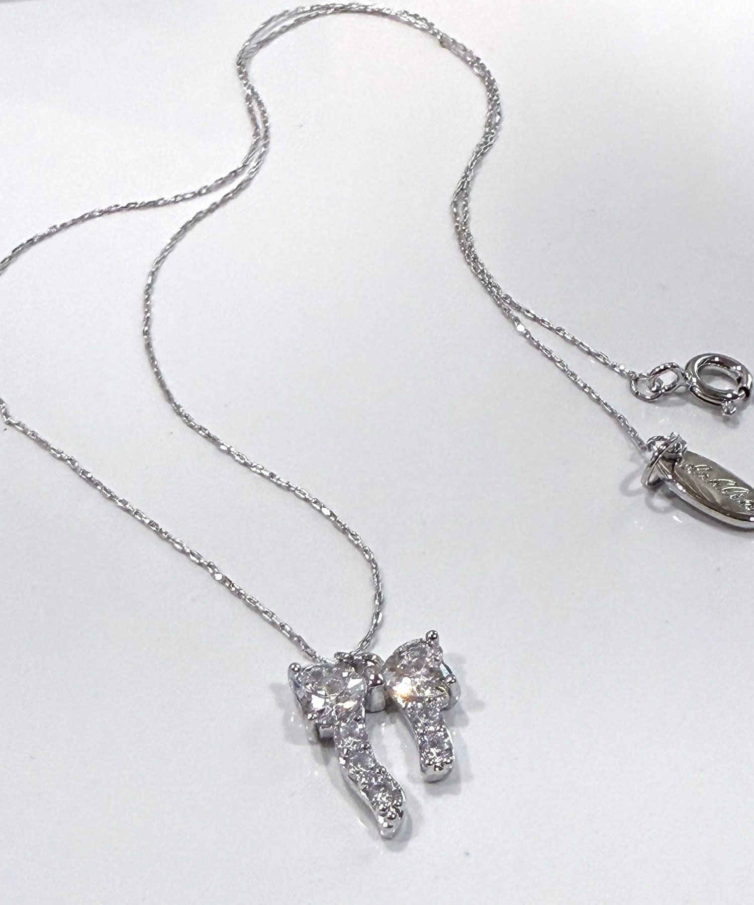 キュービックアシメリボンネックレス【Dahlia】