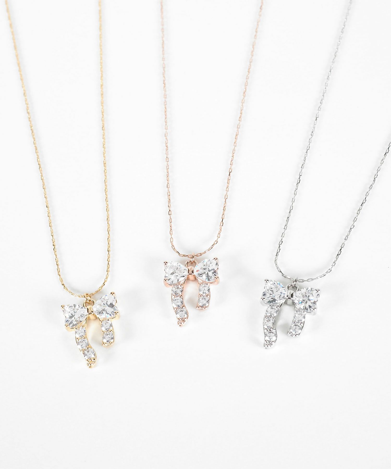 キュービックアシメリボンネックレス【Dahlia】