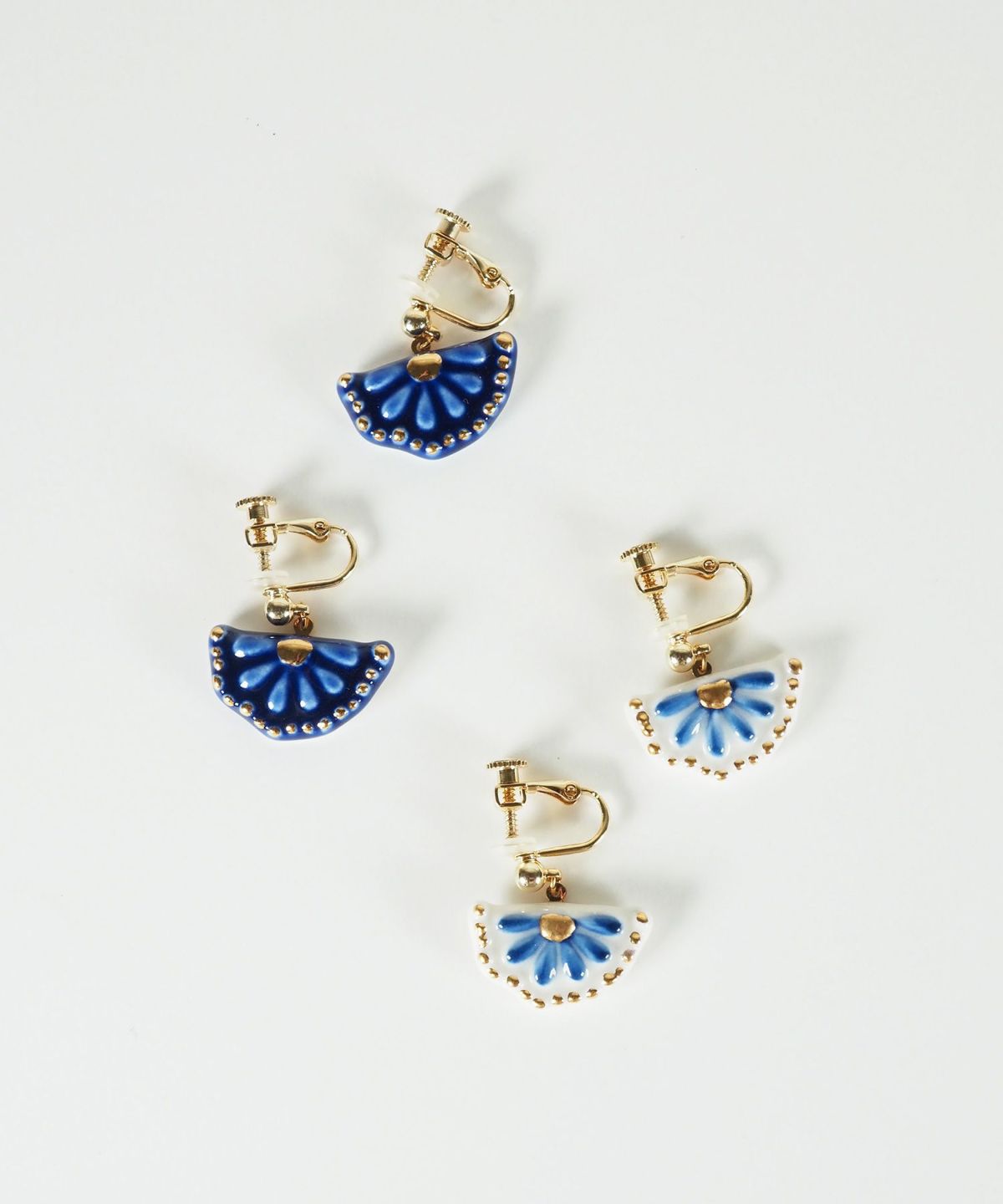 美濃焼タイル花かごイヤリング