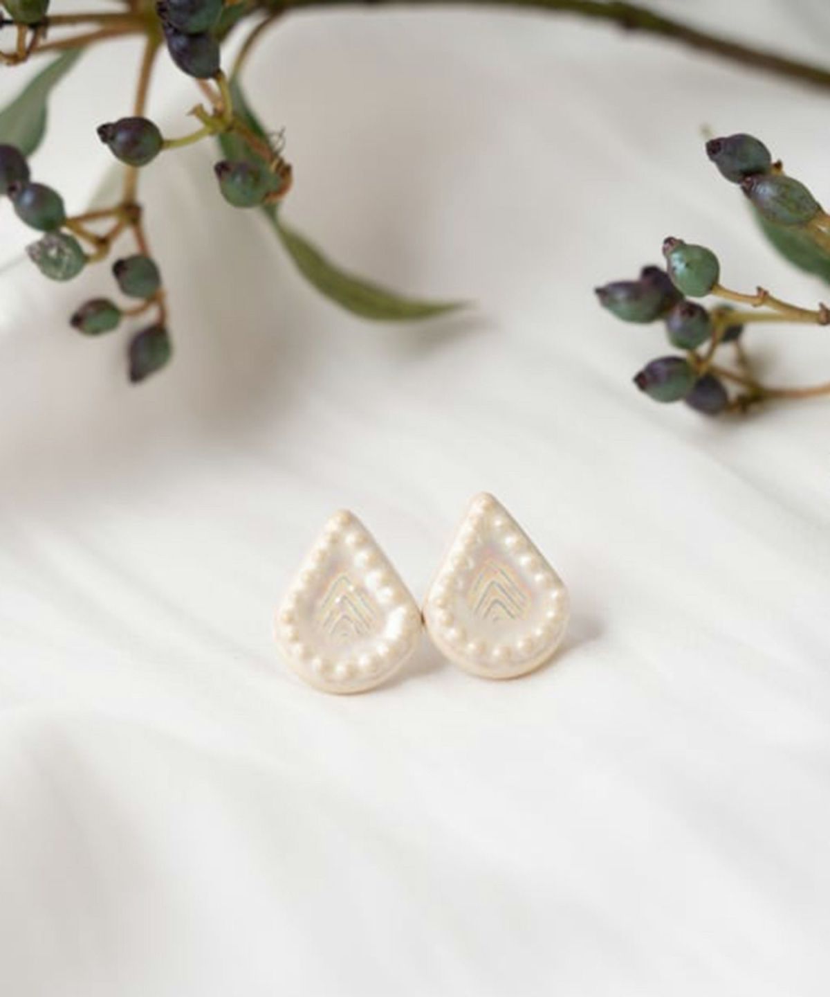 美濃焼タイル人魚の涙イヤリング