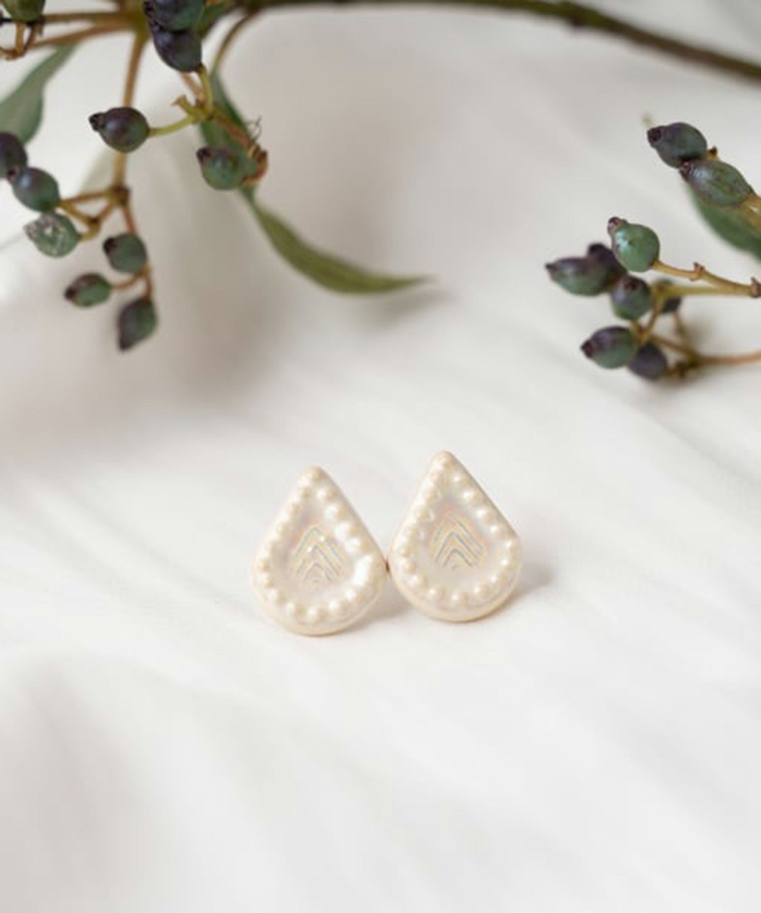 美濃焼タイル人魚の涙イヤリング