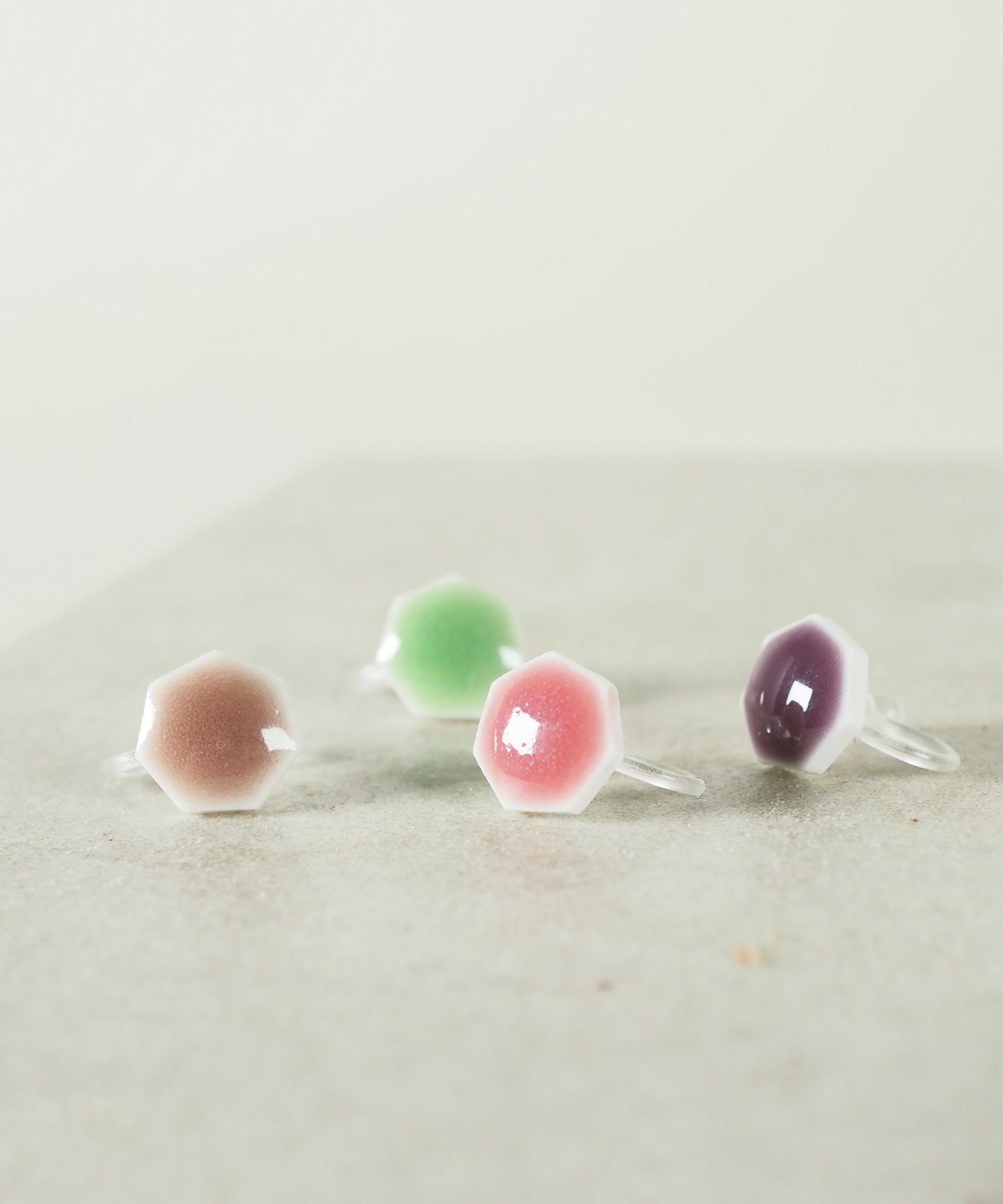 美濃焼タイル透色イヤリング