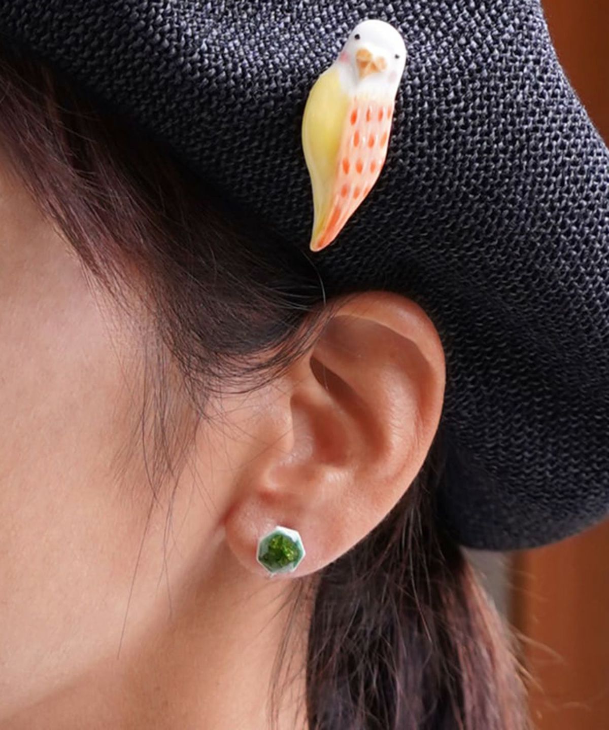 美濃焼タイル貫入ピアス