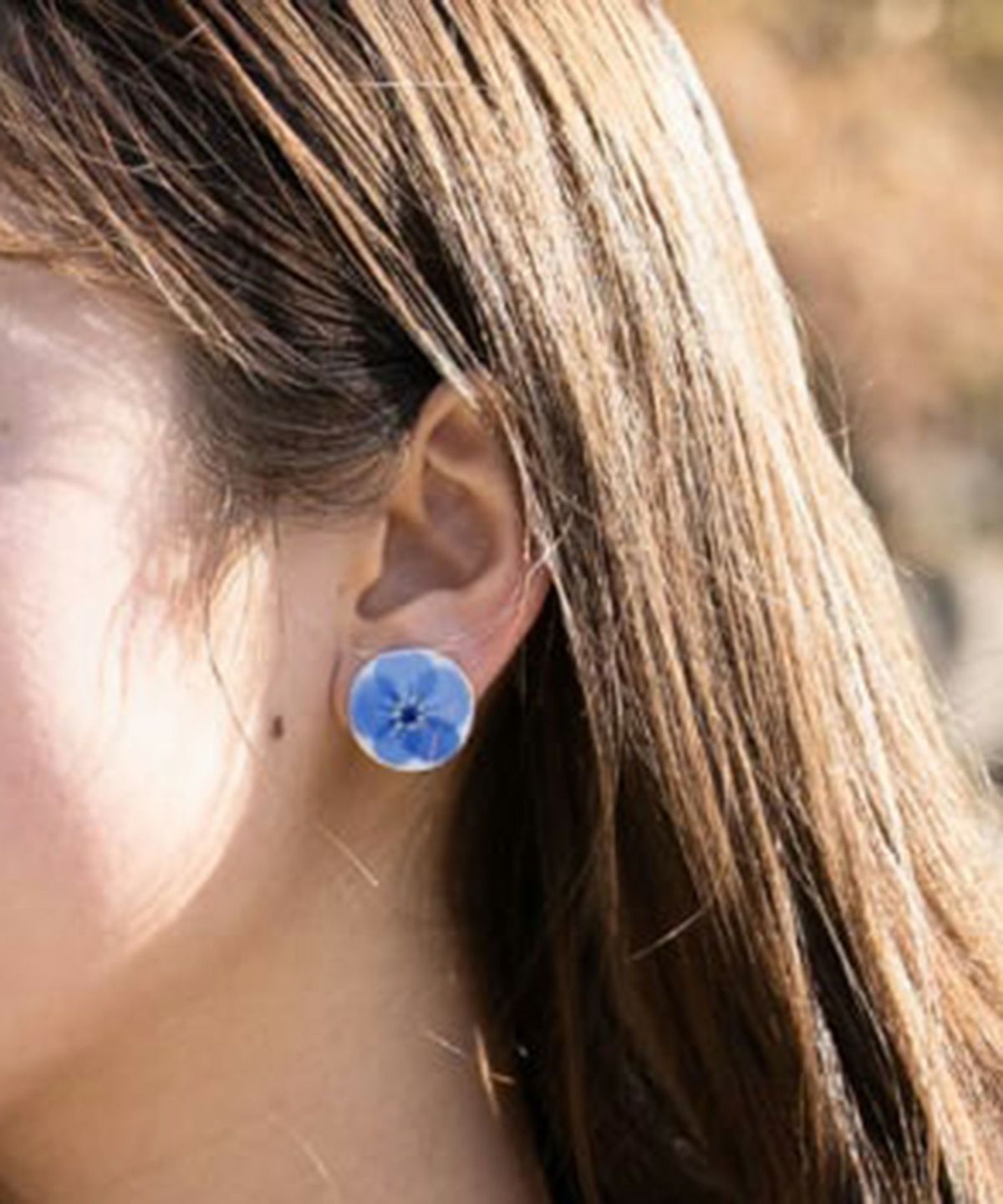 美濃焼タイル手描きの丸いタイルイヤリング【七窯社】