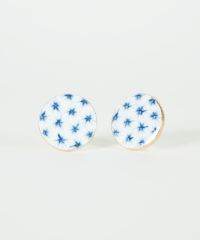 美濃焼タイル手描きの丸いタイルイヤリング