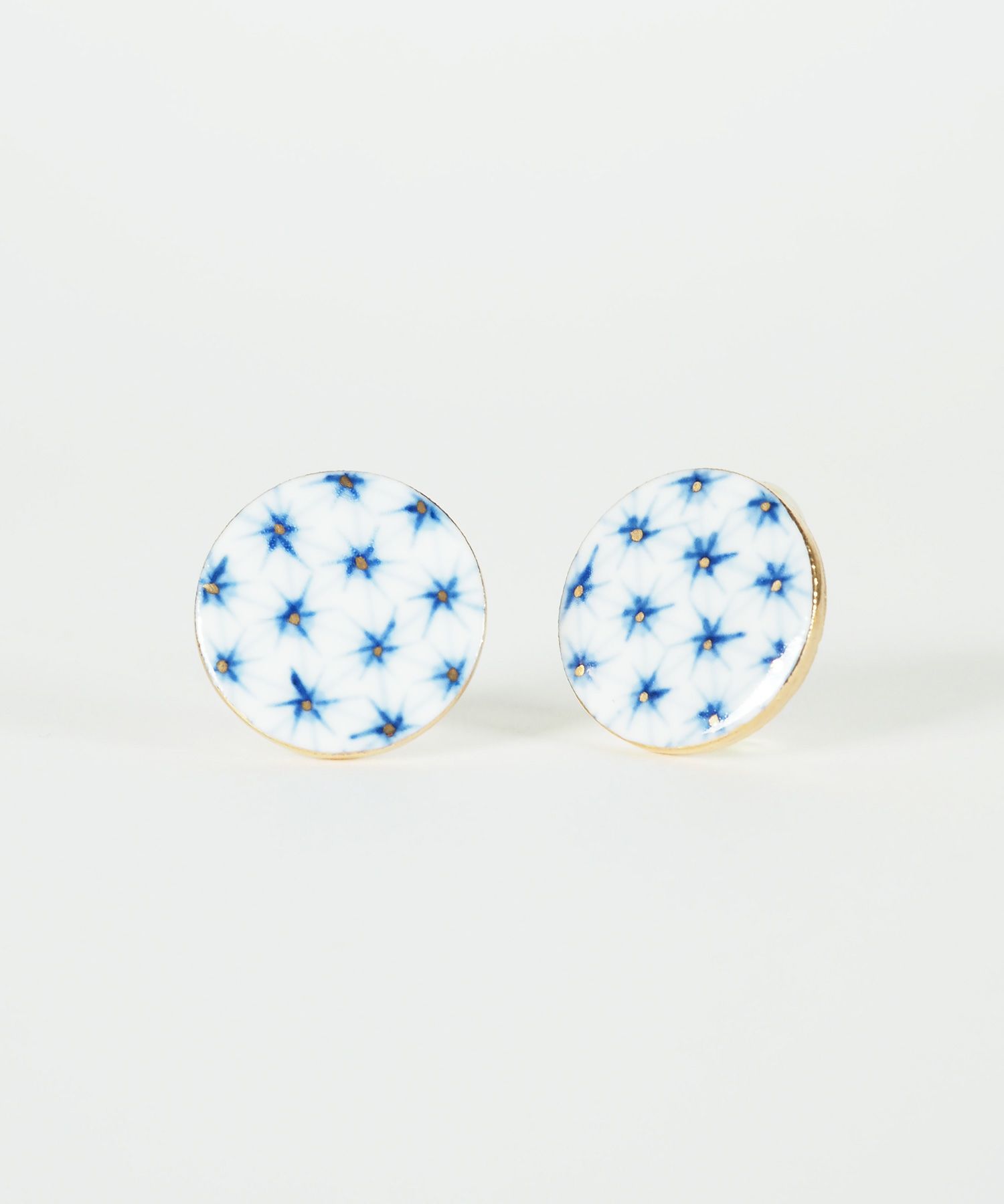 美濃焼タイル手描きの丸いタイルイヤリング