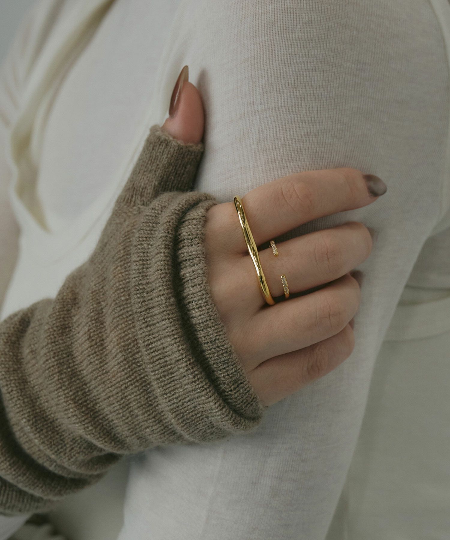 CZダブルラインダブルリング