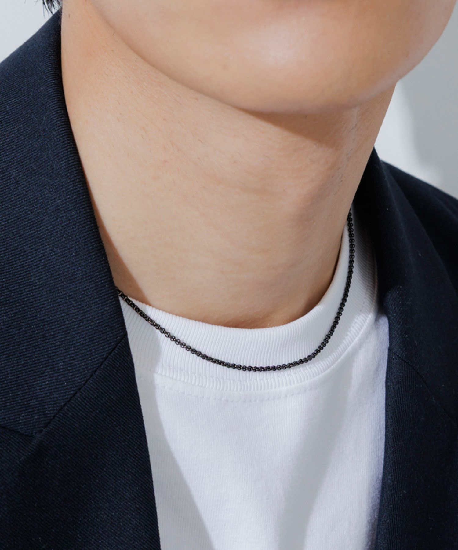 アズキチェーンBKステンレスネックレス