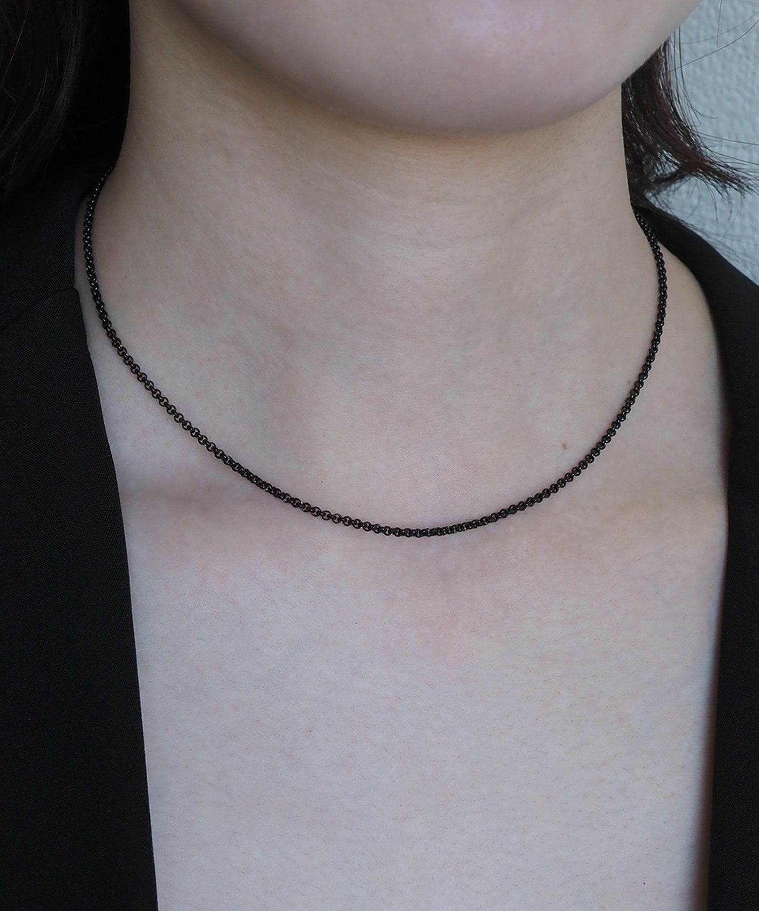 アズキチェーンBKステンレスネックレス