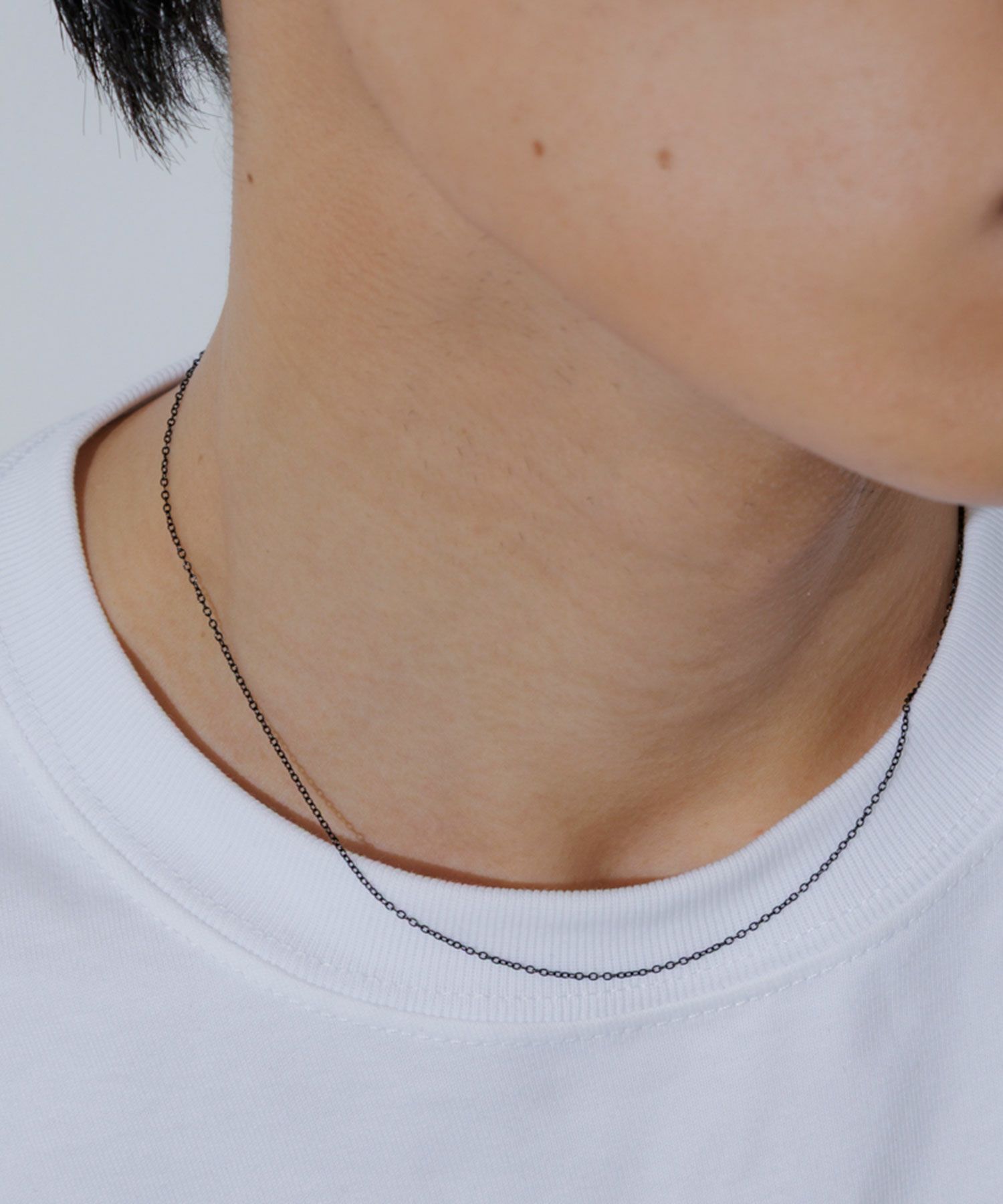 スリムアズキチェーンBKステンレスネックレス