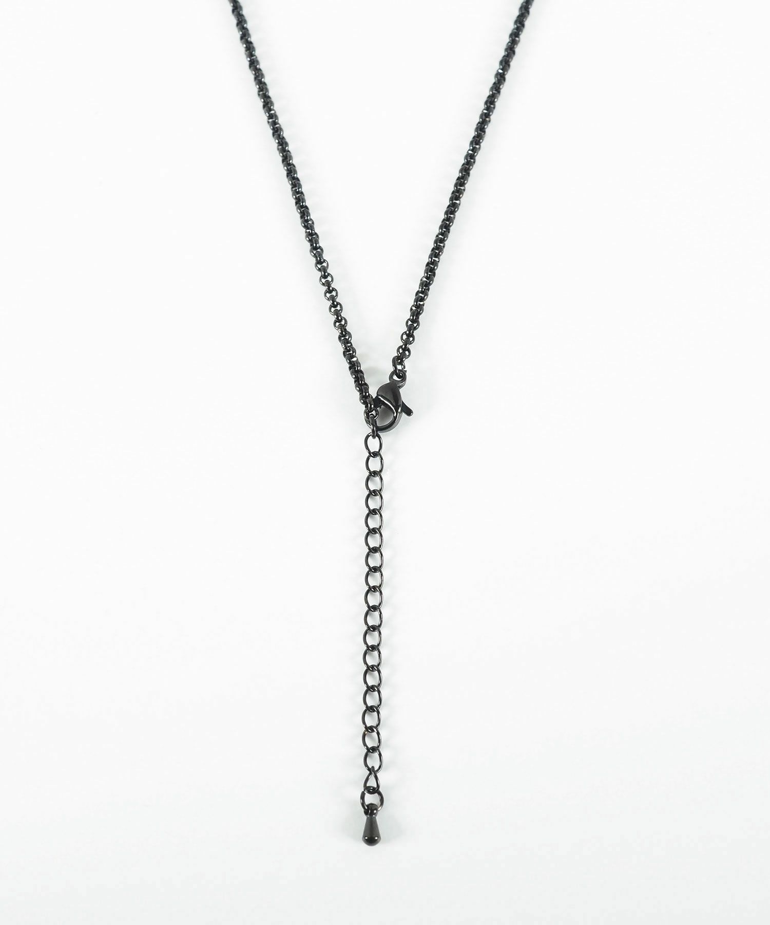 スクエアアズキチェーンBKステンレスネックレス