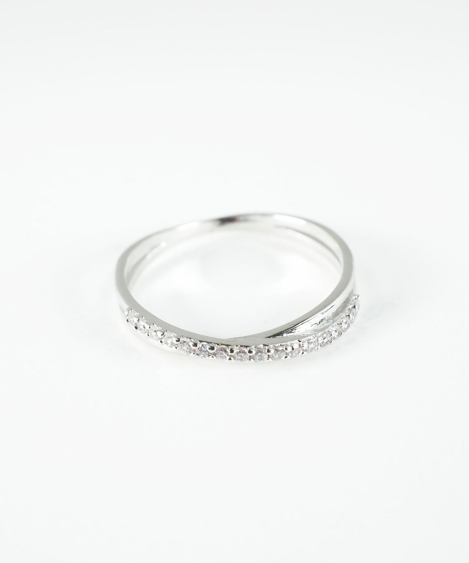 クロスラインストーンリング