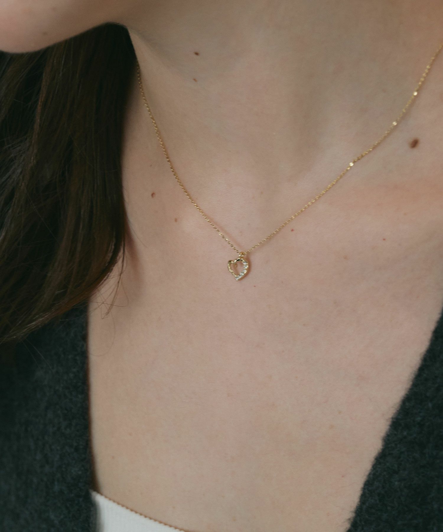 スランティングハートプチペンダント【MUK petite charme】