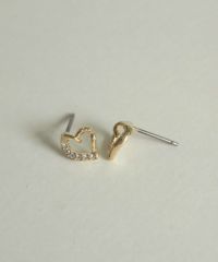 スランティングハートチタンポストピアス【MUK petite charme】