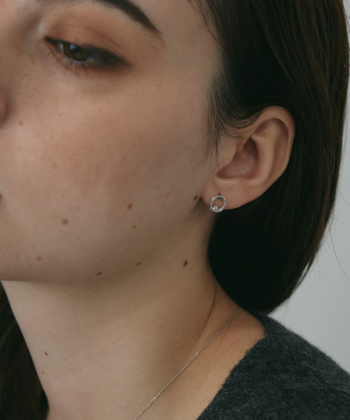 サークルストーンチタンポストピアス【MUK petite charme】