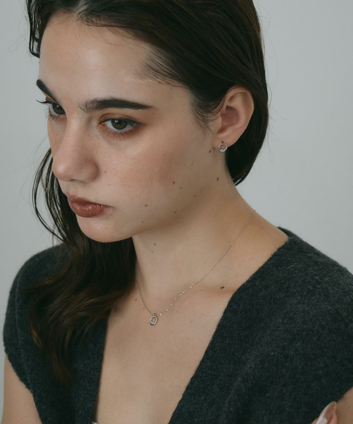 サークルストーンチタンポストピアス【MUK petite charme】