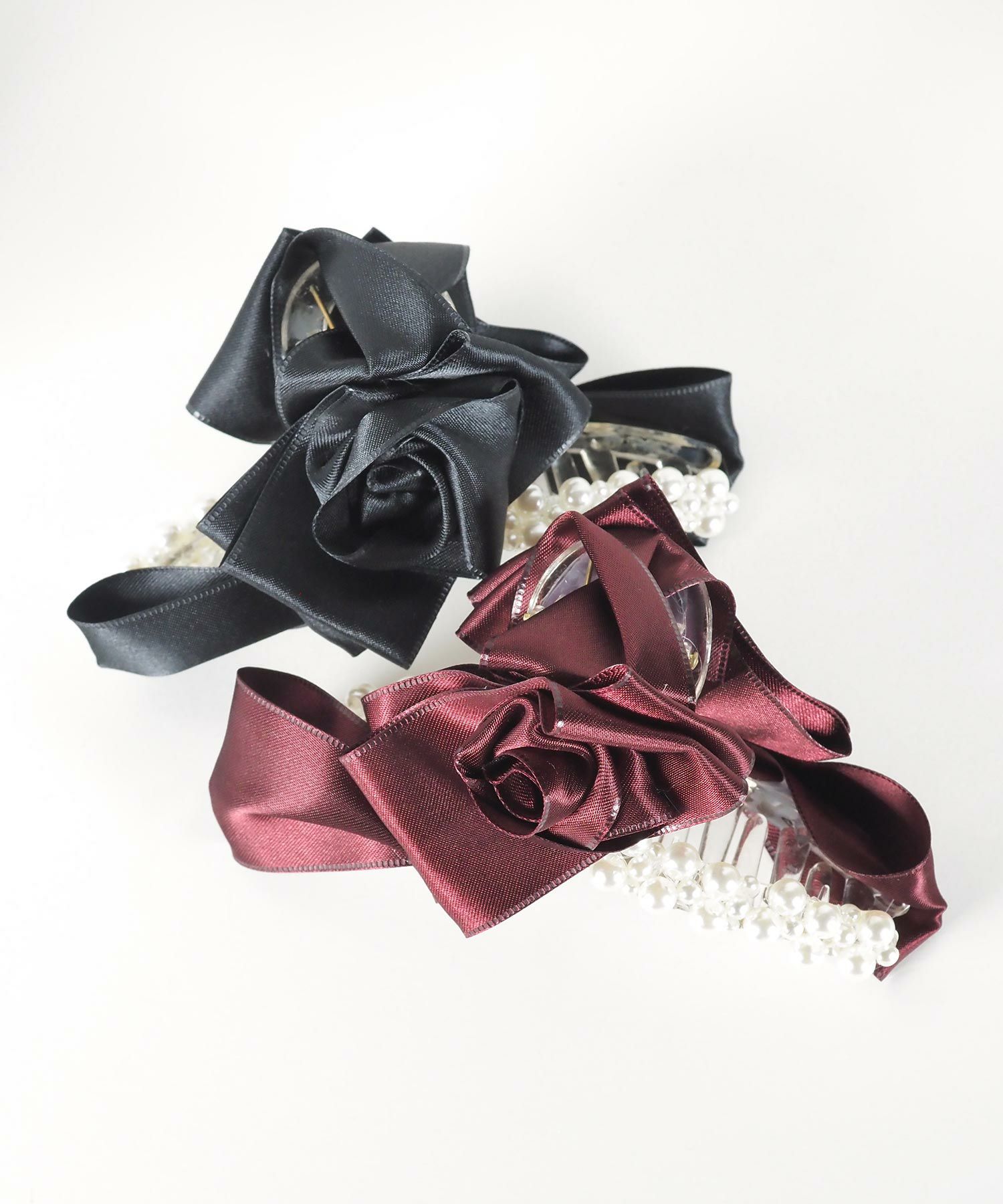 ローズリボンパールバンスクリップ