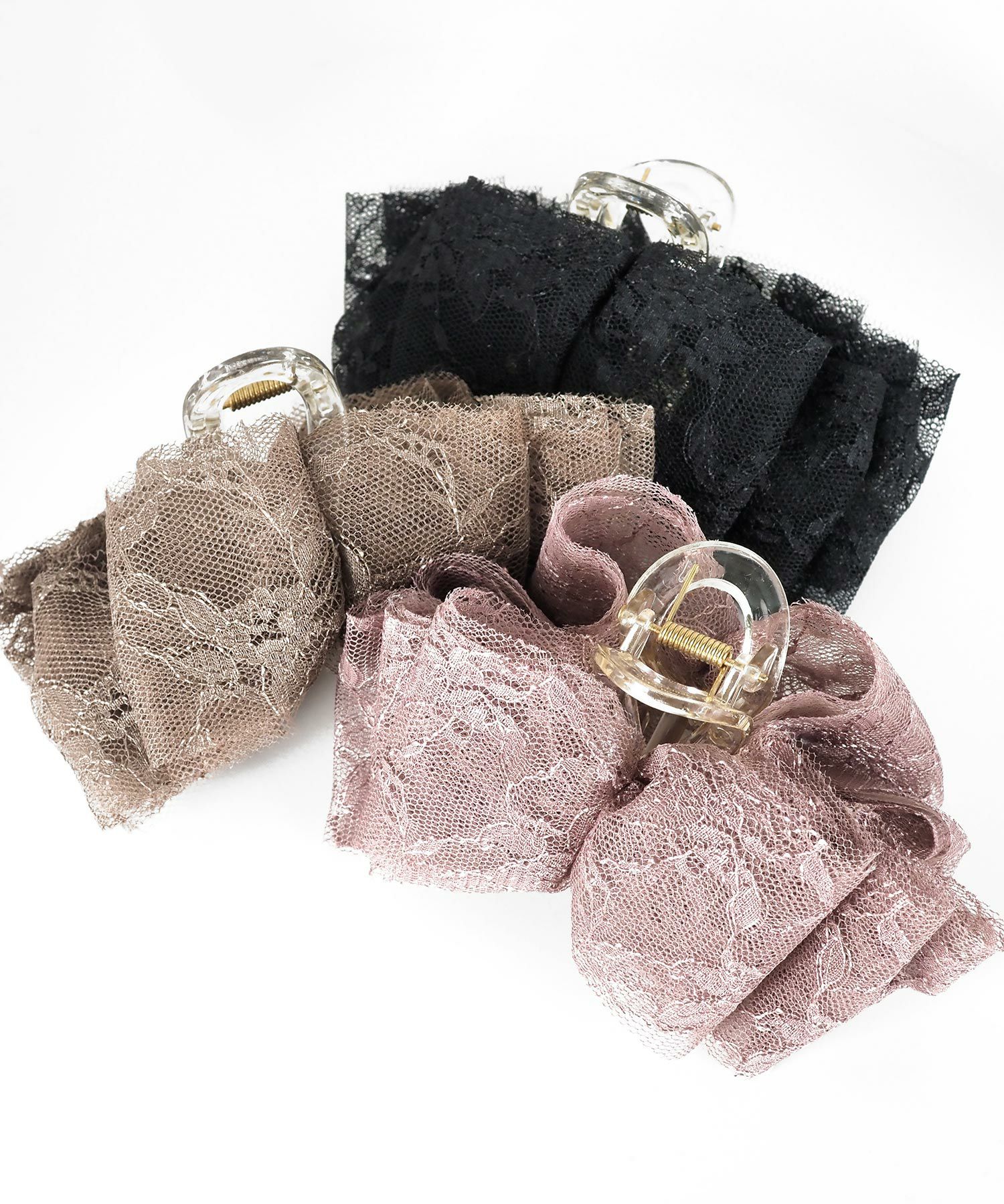 レースリボンバンスクリップ