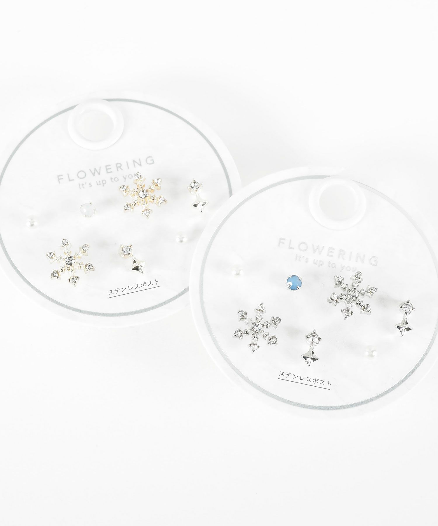 スノークリスタルステンレスポストセットピアス