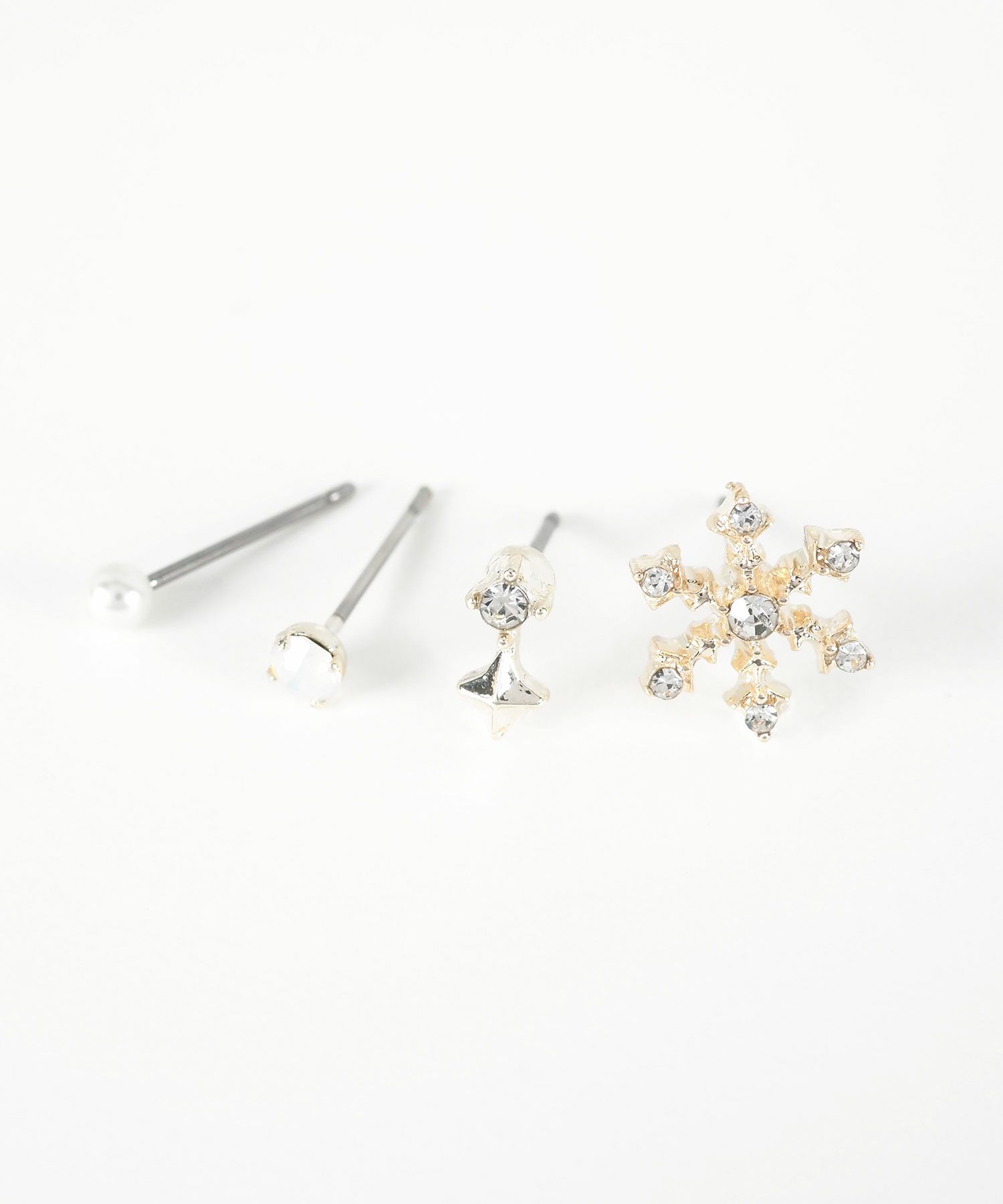 スノークリスタルステンレスポストセットピアス