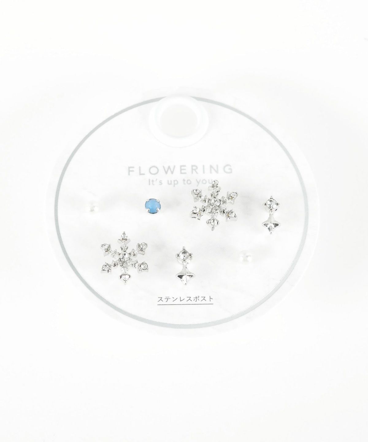 スノークリスタルステンレスポストセットピアス
