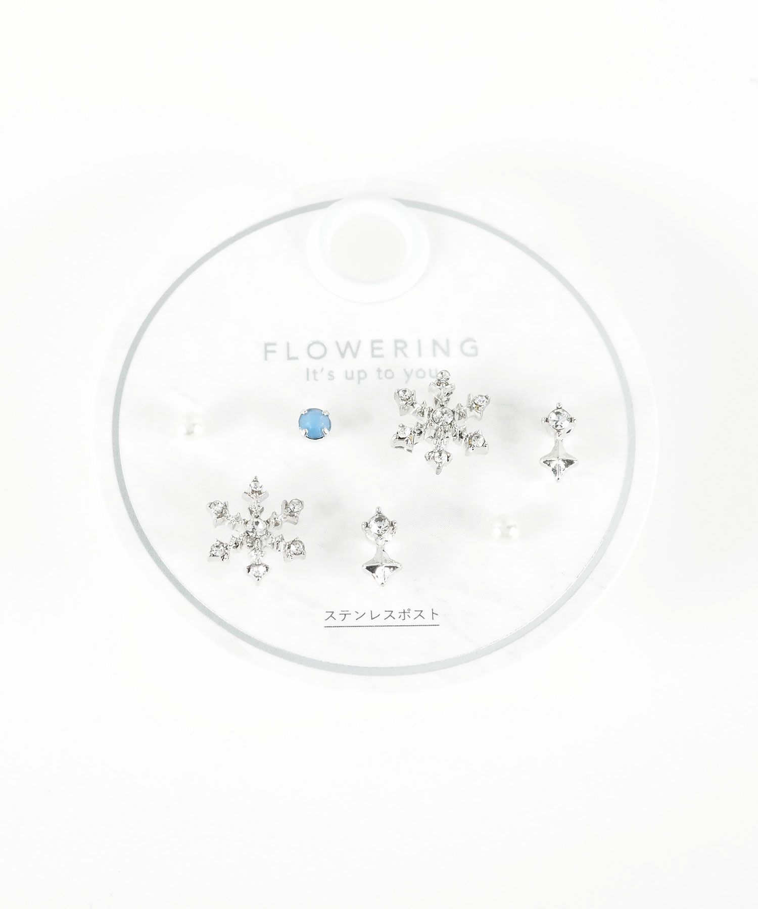 スノークリスタルステンレスポストセットピアス