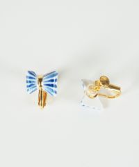 美濃焼タイルリボンイヤリング