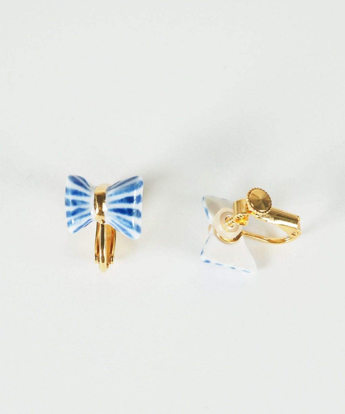 美濃焼タイルリボンイヤリング