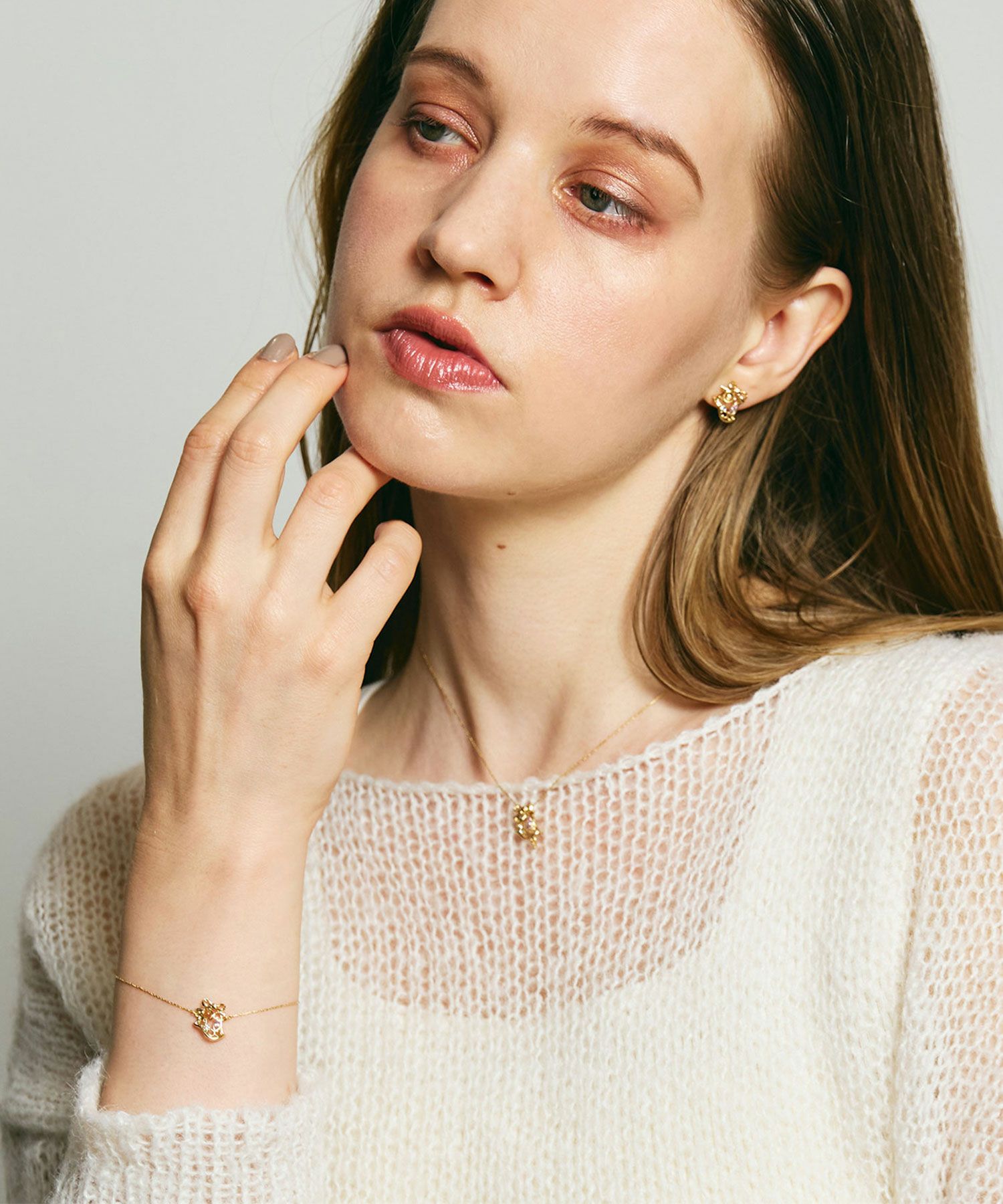 ナチュラルストーンベルピアス【MUK Dreamy stone】