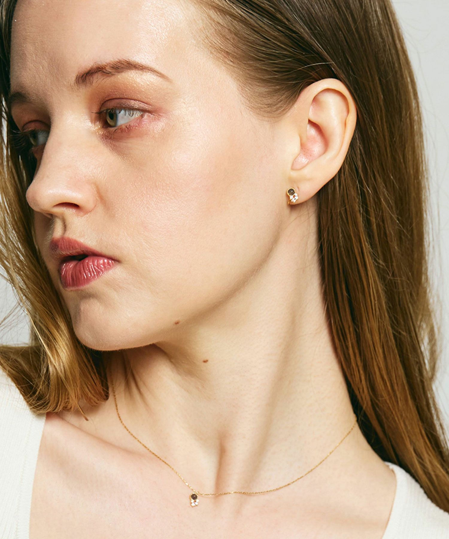 ナチュラルストーンシューティングスターピアス【MUK Dreamy stone】