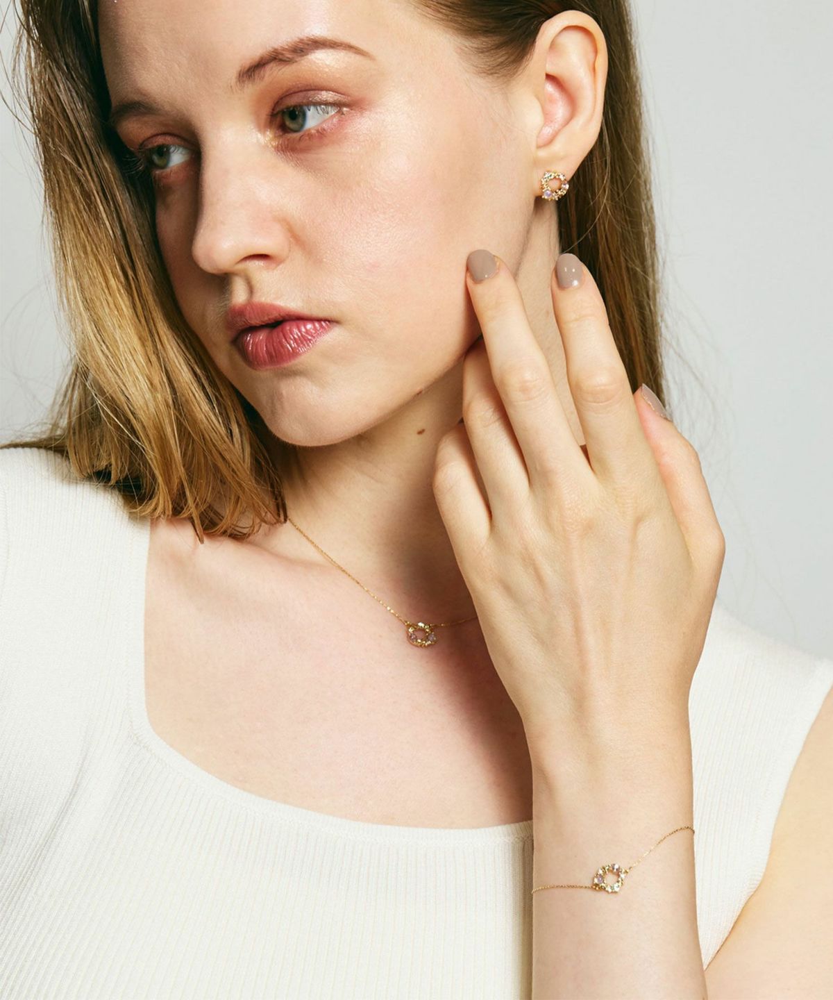 ナチュラルストーンフラワーリースネックレス【MUK Dreamy stone】