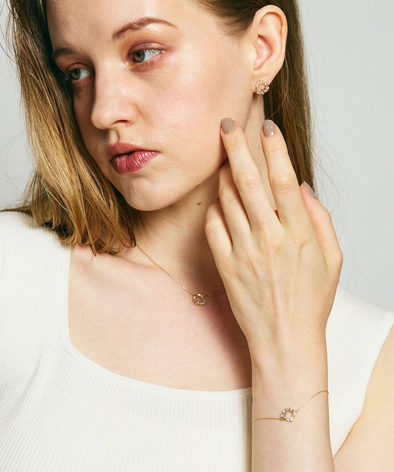 ナチュラルストーンフラワーリースネックレス【MUK Dreamy stone】