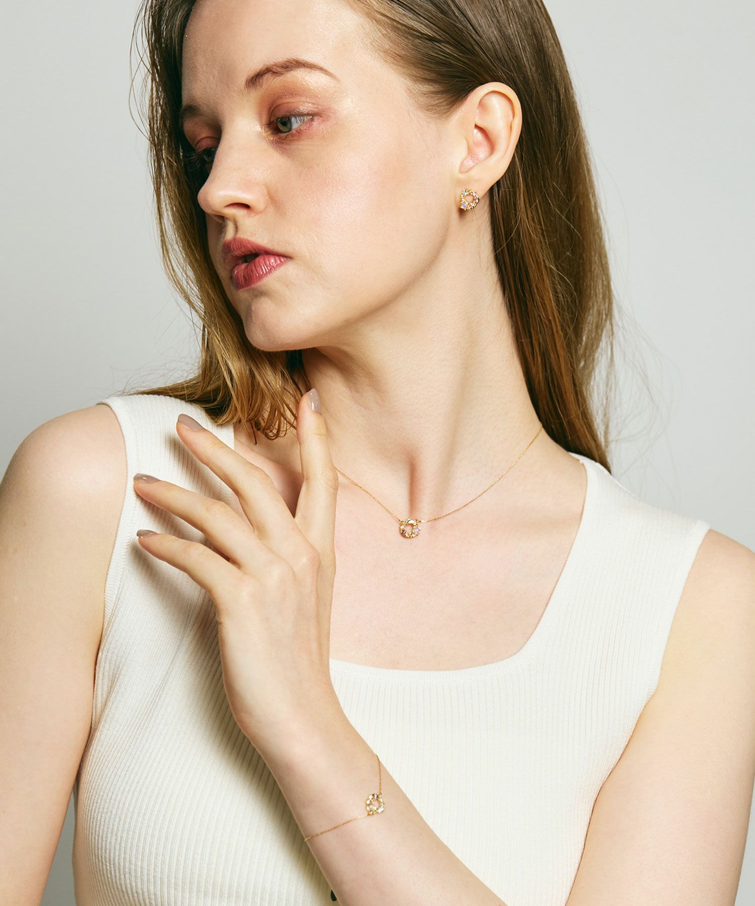 ナチュラルストーンフラワーリースネックレス【MUK Dreamy stone】