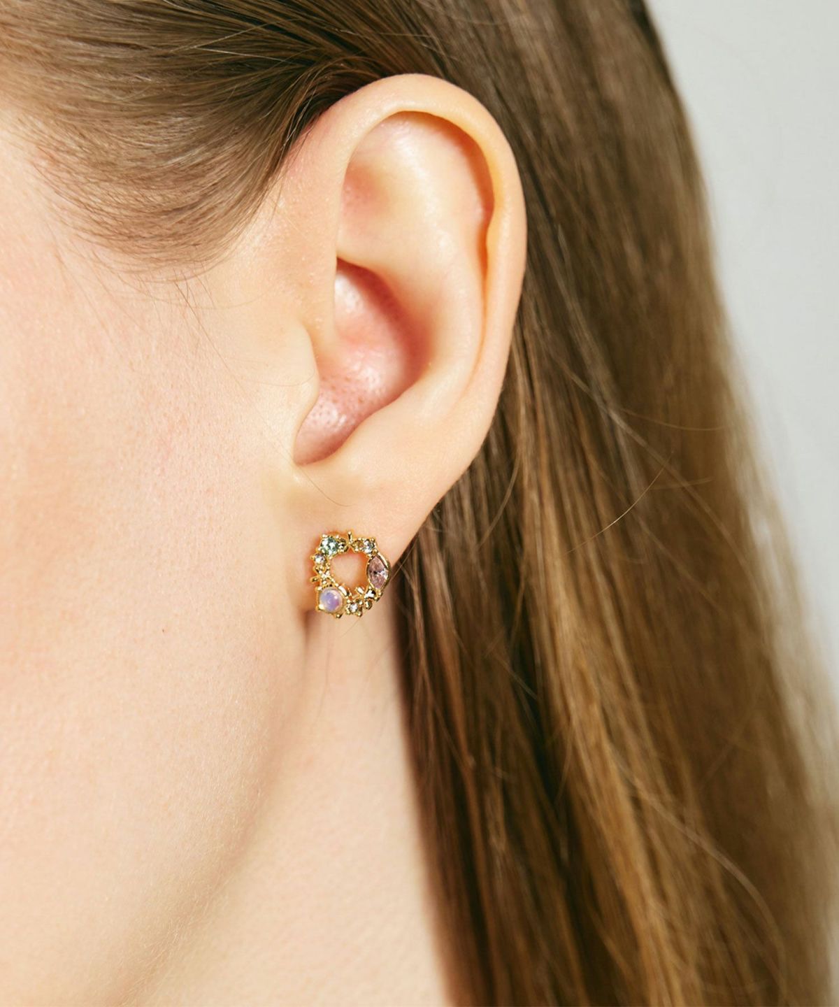 ナチュラルストーンフラワーリースピアス【MUK Dreamy stone】