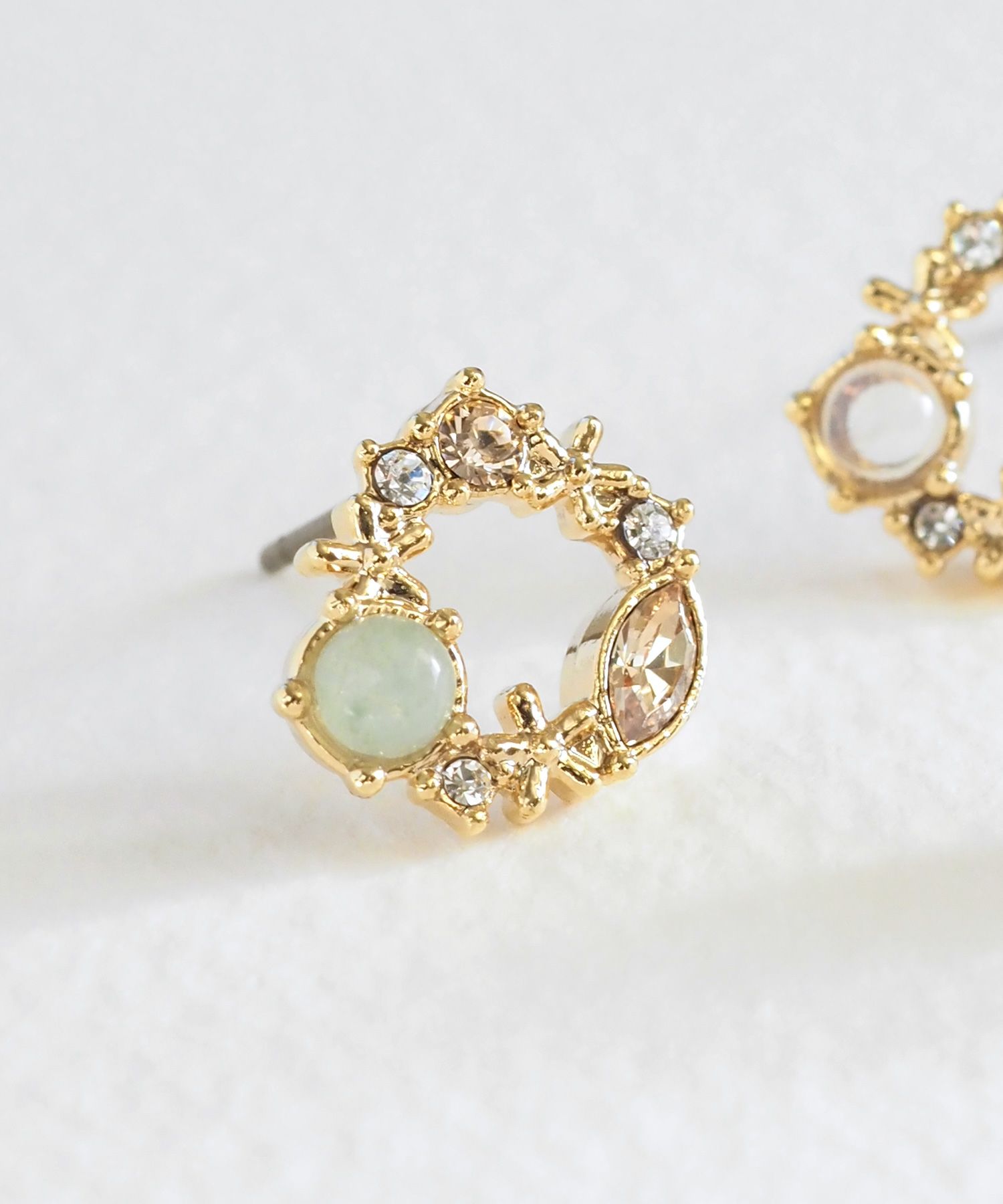 ナチュラルストーンフラワーリースピアス【MUK Dreamy stone】