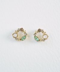 ナチュラルストーンフラワーリースピアス【MUK Dreamy stone】