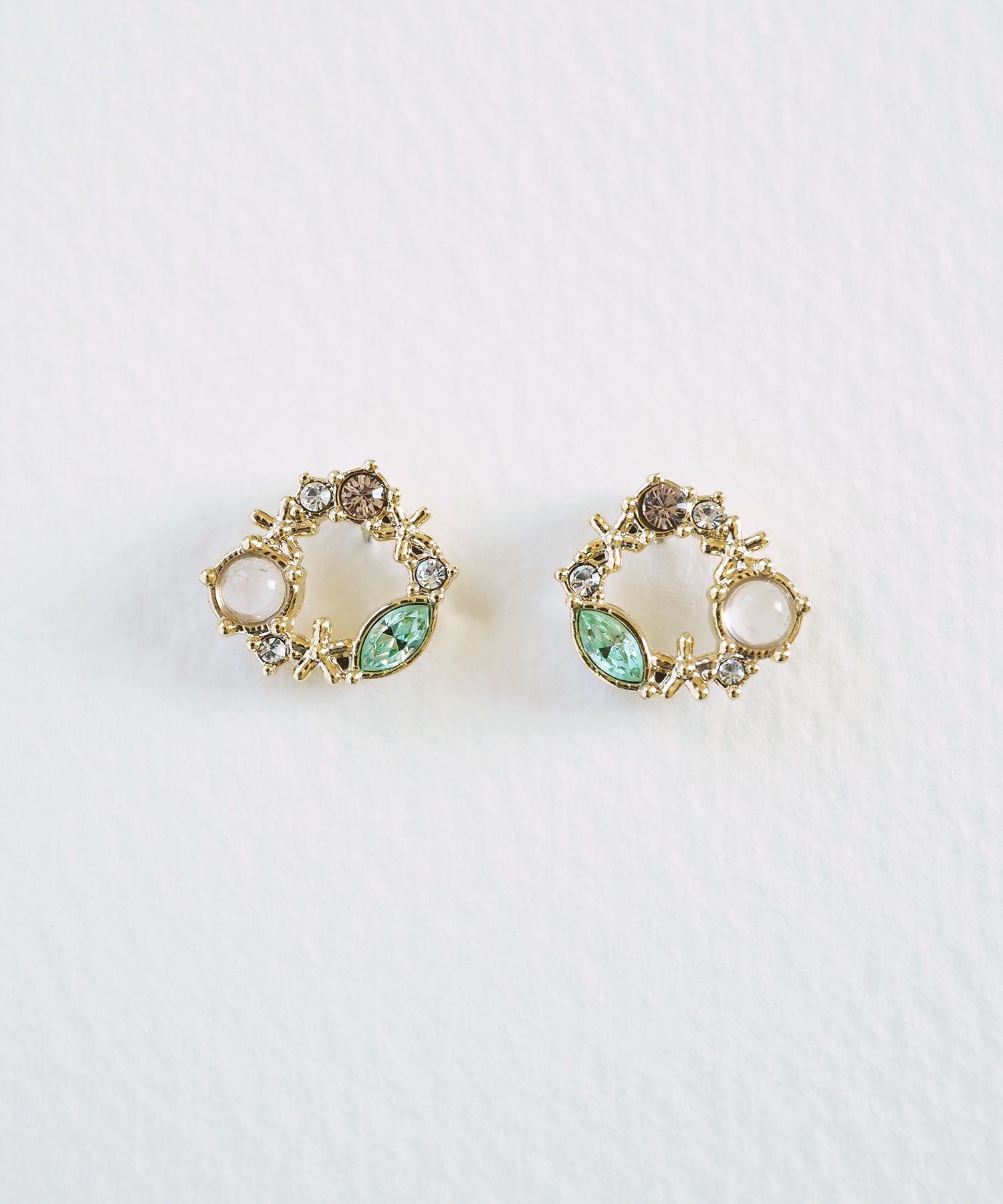 ナチュラルストーンフラワーリースピアス【MUK Dreamy stone】