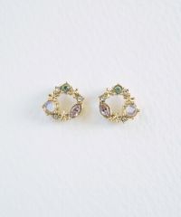 ナチュラルストーンフラワーリースピアス【MUK Dreamy stone】