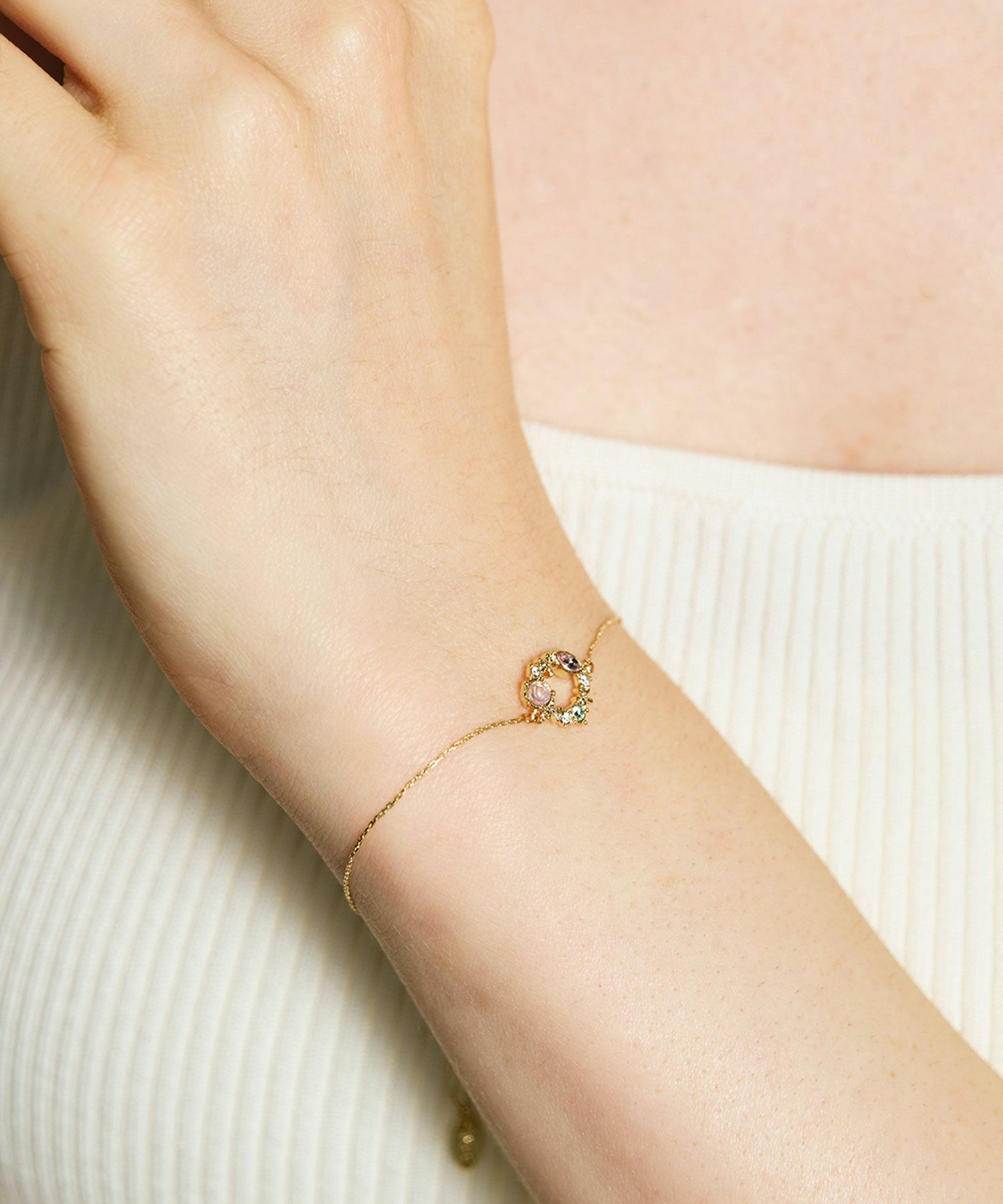 ナチュラルストーンフラワーリースブレスレット【MUK Dreamy stone】