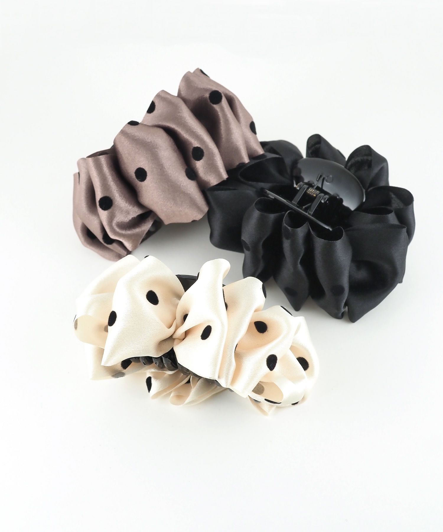 サテンドットフリルバンスクリップ