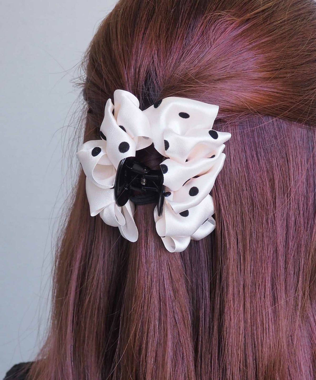 サテンドットフリルバンスクリップ