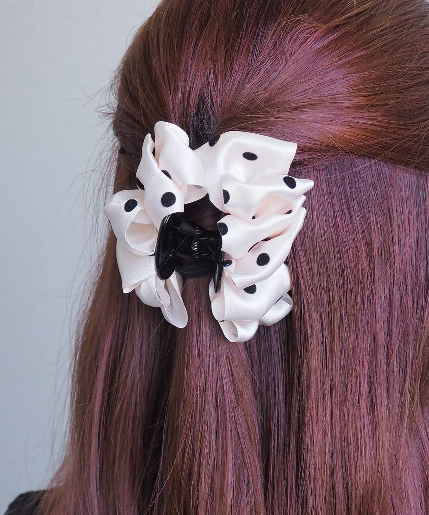 サテンドットフリルバンスクリップ