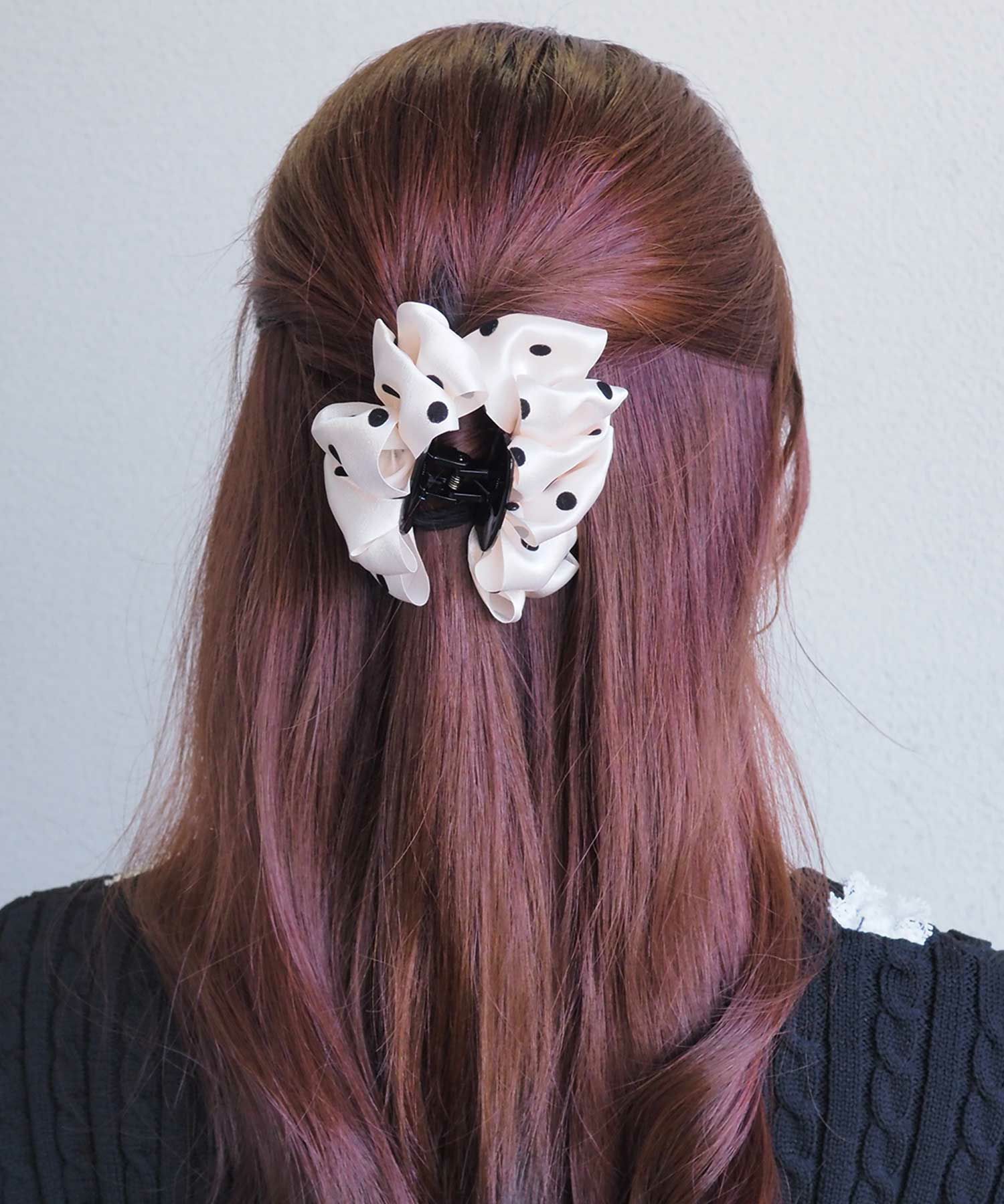 サテンドットフリルバンスクリップ