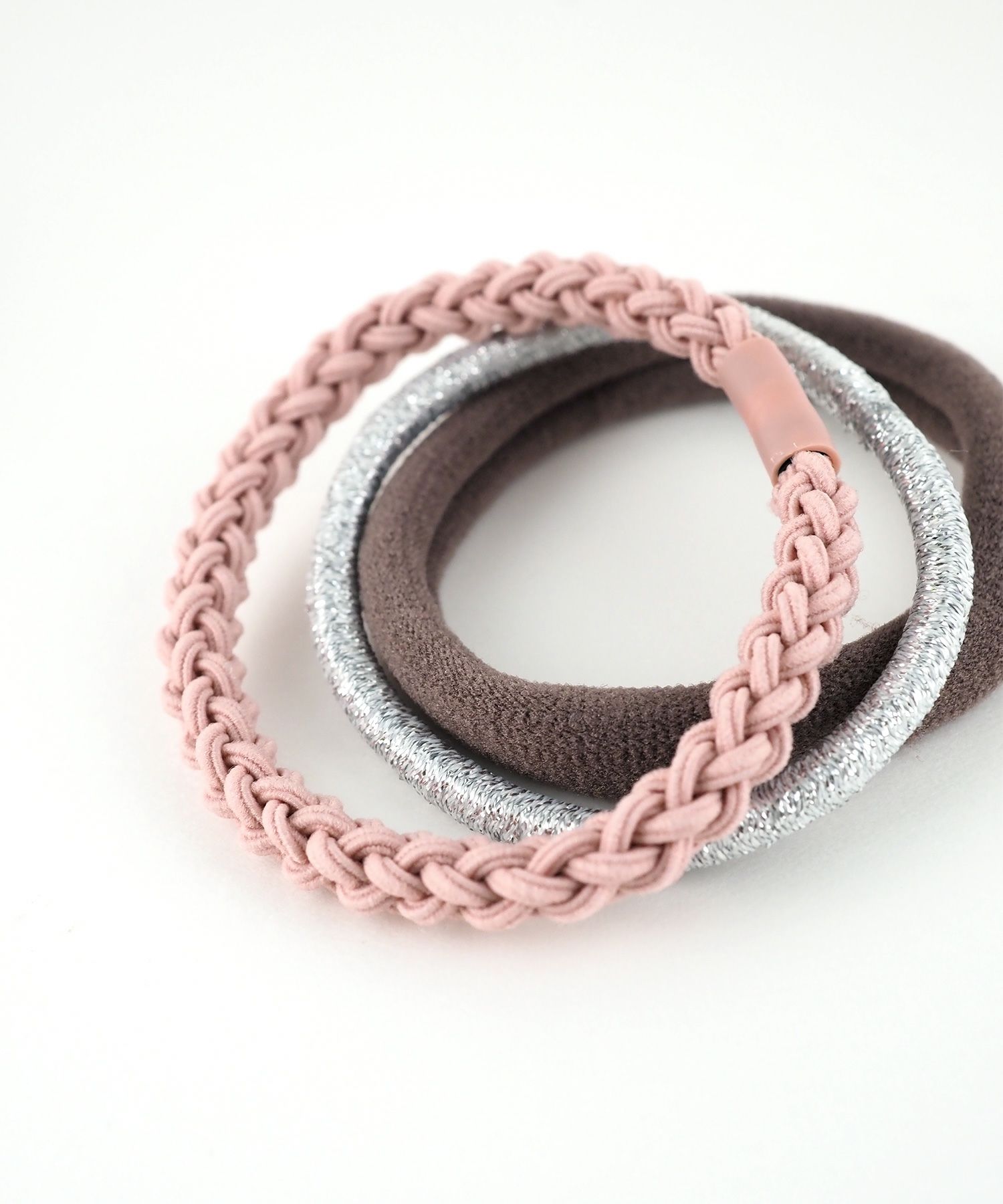 静電気軽減ラメナチュラル編みポニー3Pセット