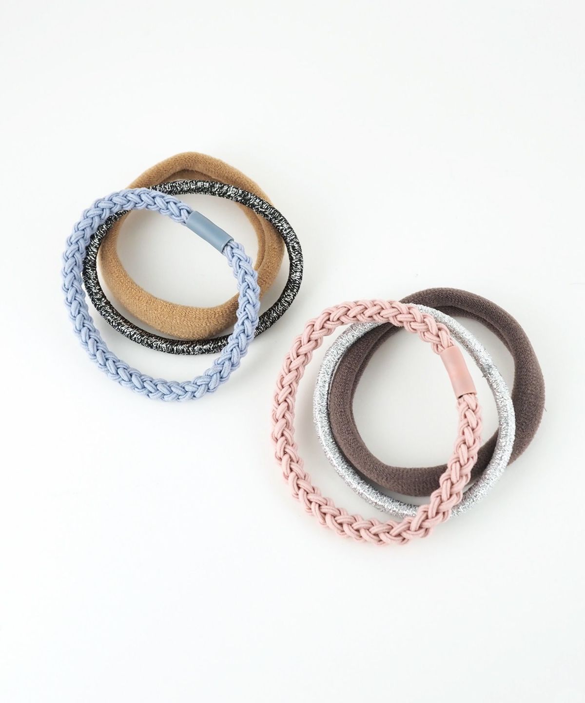 静電気軽減ラメナチュラル編みポニー3Pセット